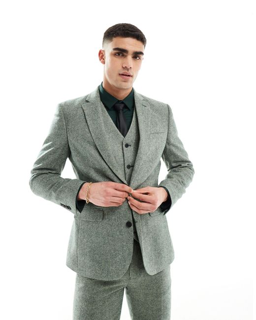 ASOS Green Slim Fit Wool Mix Suit Jacket for men