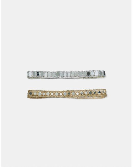 Stradivarius White Set Of 2 Mirror Headbands