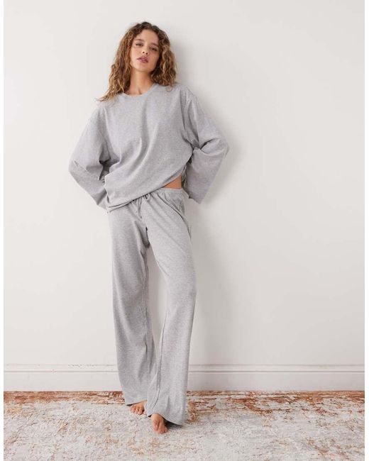 Weekday Gray Co-Ord Lounge Oversized Long Sleeve Top