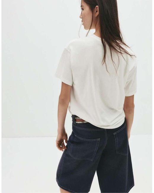 Pull&Bear T-Shirt Met Grafische Bloemenprint in het White