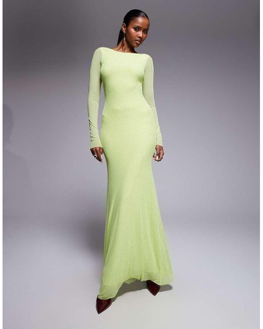 AFRM Multicolor Talmo Long Sleeve Boatneck Maxi Dress With Open Back Detail