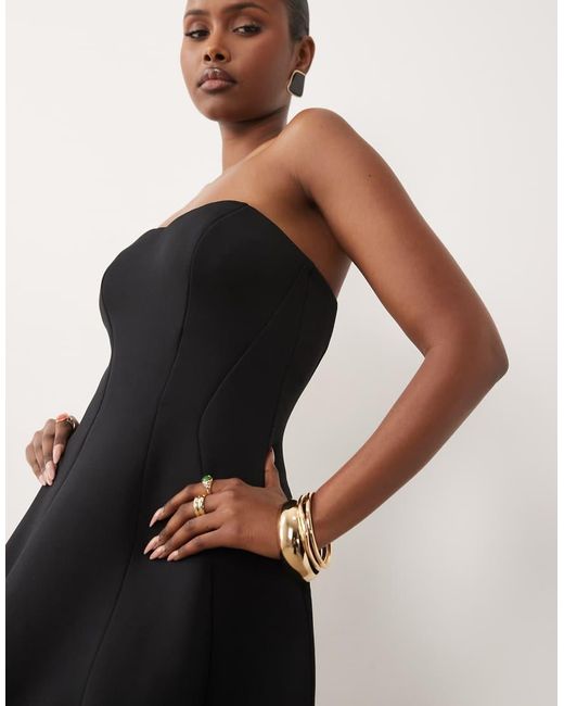 ASOS Black Structured Volume Bandeau Maxi Dress