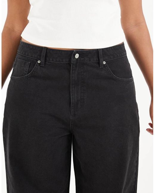 ASOS Black Asos Design Curve Straight Wide Leg Jeans