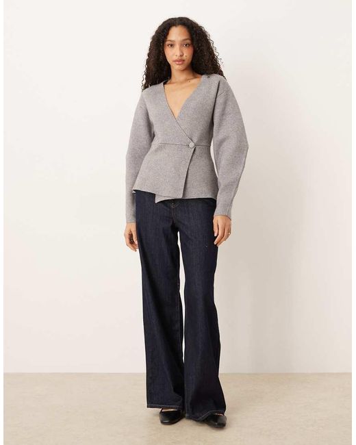 Gina Tricot Gray V-Neck Shaped Cardigan