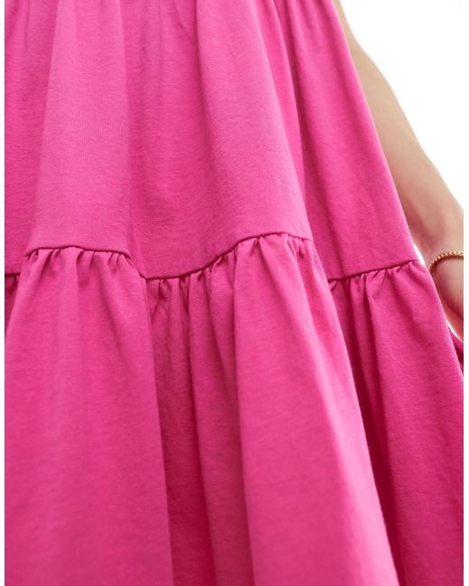 ONLY Pink Tiered Frill Sleeve Mini Dress
