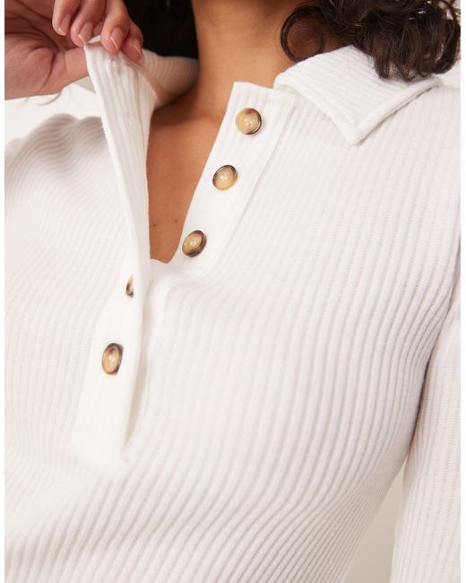 ASOS White – langärmliges, geripptes oberteil