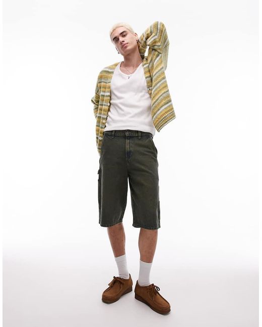 Dickies Green Loose Fit Denim Painter Shorts for men