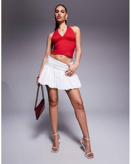 Princess Polly White Broderie Bubble Hem Mini Skirt