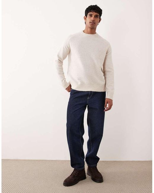 SELECTED White Boxy Alpaca Blend Sweater for men