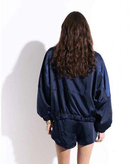 ASOS Blue Tailored Satin Runner Short