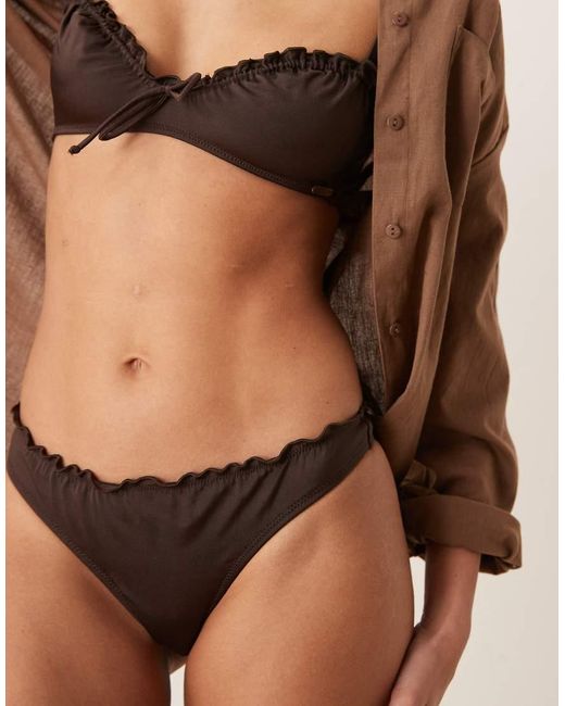 Free Society Brown Ruched Bikini Bottom