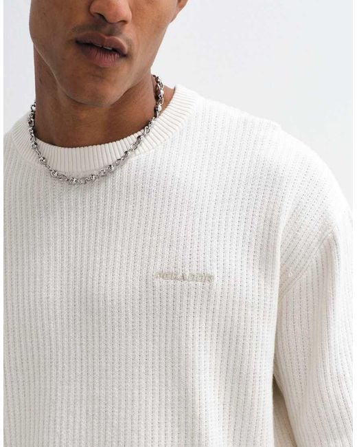 PEGADOR White Ston Structured Knit Crewneck T-shirt for men