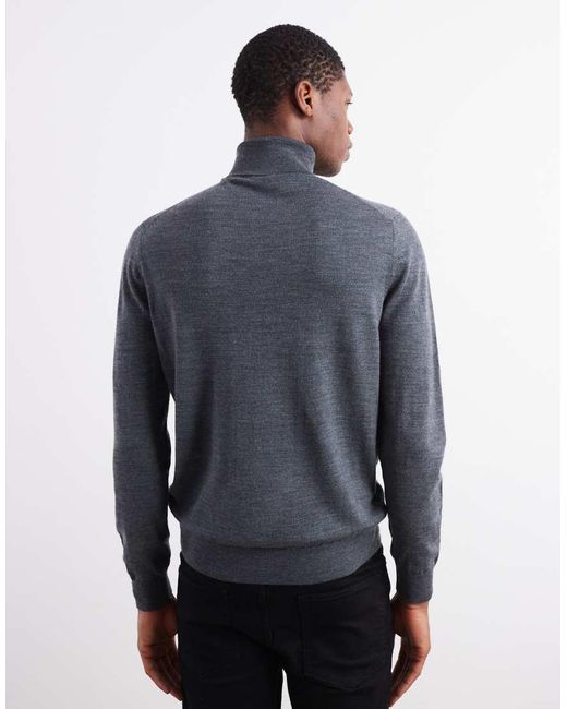 Mango Blue Knitted Roll Neck Jumper for men
