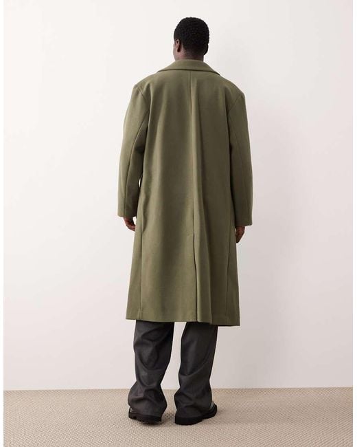 ASOS Green Wool Look Longline Coat for men