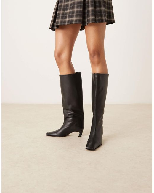 ASOS Black Candace Premium Pull On Chisel Toe Knee Boots