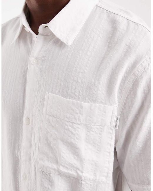 Hollister White Boxy Cropped Short Sleeve Shirt for men