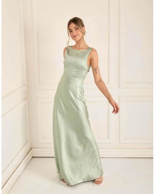 Six Stories Natural Cowl Back Satin Bridesmaid Dress
