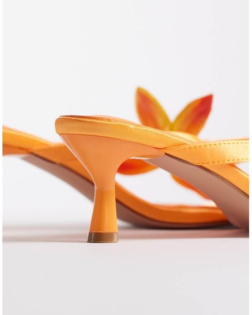 SIMMI Orange Simmi London Ruby Kitten Heel Sandals With Flower