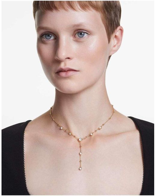 Swarovski Pink Imber Y Necklace, Round Cut, -Tone Plated