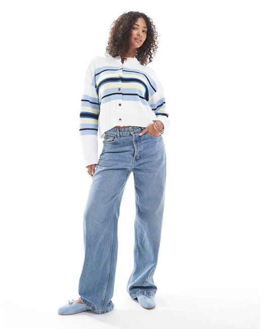 ASOS Blue – boxy-fit-strickjacke mit en streifen