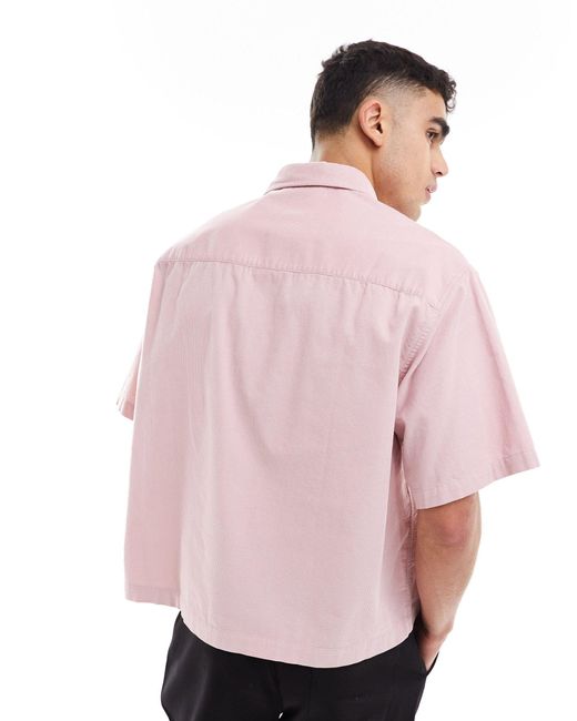 Chemise courte coupe carrée oversize en velours côtelé avec manches courtes - clair ASOS pour homme en coloris Pink