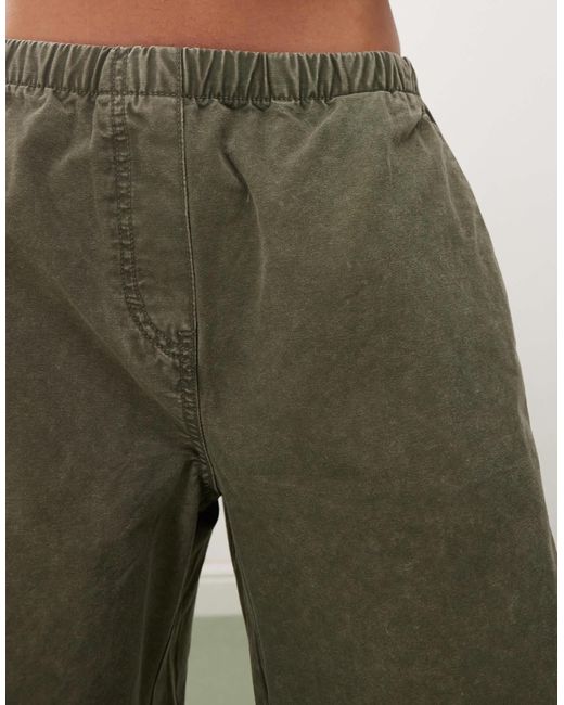 Pantalon ultra large à taille élastique - kaki délavé Weekday en coloris Green