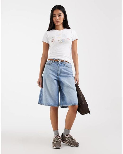 ONLY White Fitted T-shirt With Dinner Print