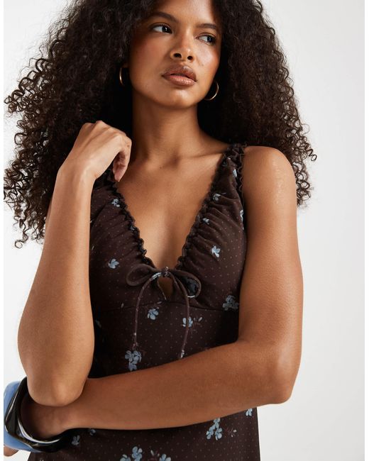 hollister brown dress Hollister V-neck A-line Mini Dress in Brown