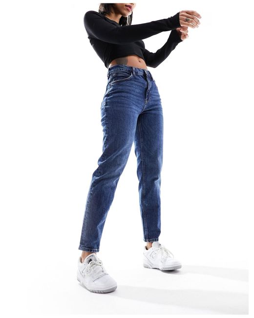 Mango Blue Relaxed Mom Jeans