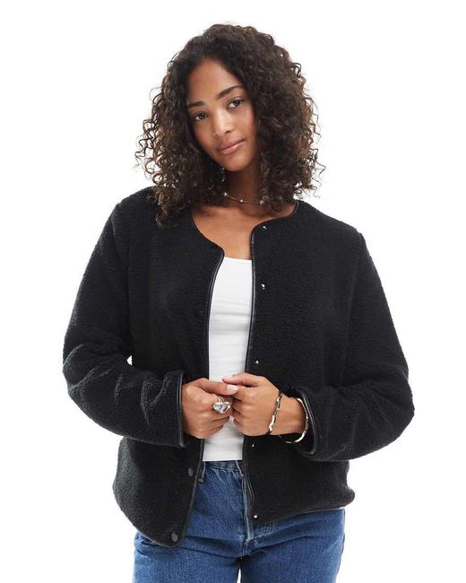 Vero Moda Blue Lightweight Contrast Teddy Jacket