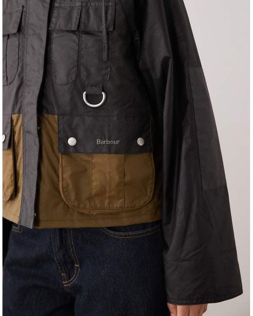 Barbour Black Liza Short Hooded Wax Jacket