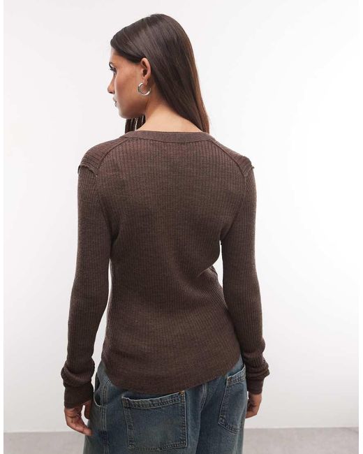 Weekday Blue Merino V Neck Cardigan