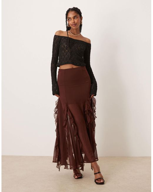 ASOS Brown – schulterfreies oberteil aus spitze