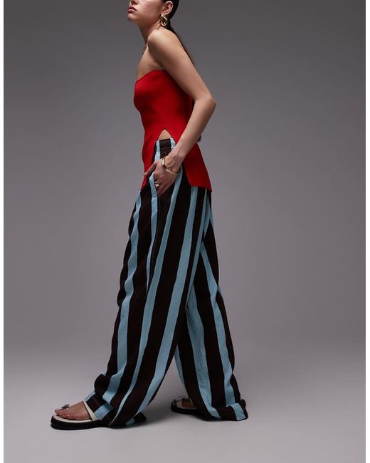 TOPSHOP Gray Linen Blend Balloon Pants