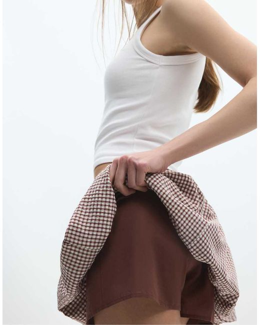 Stradivarius Brown Balloon Skort