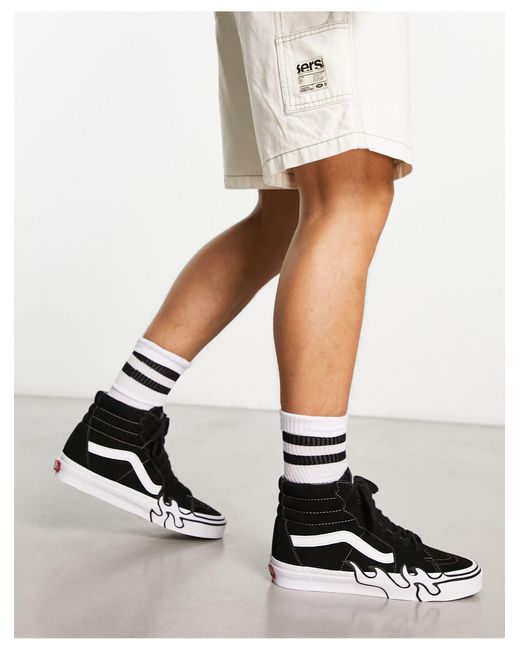 Sk8-hi - sneakers alte nere con stampa di fiamme da Uomo di Vans in Bianco  | Lyst