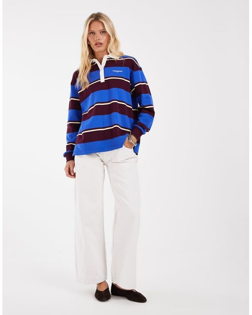 Tommy Hilfiger Blue Script Logo Relaxed Fit Rugby Shirt