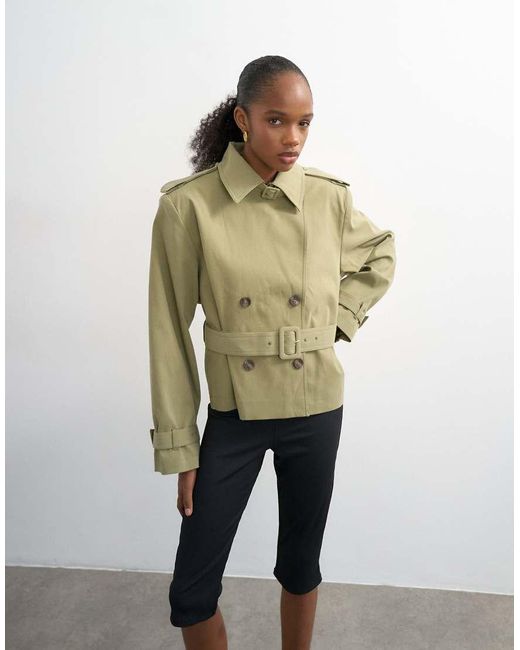 TOPSHOP Metallic Cropped Funnel Neck Trench