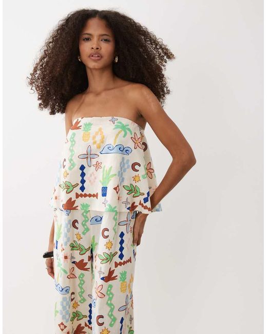 ASOS White Double Layer Strapless Jumpsuit