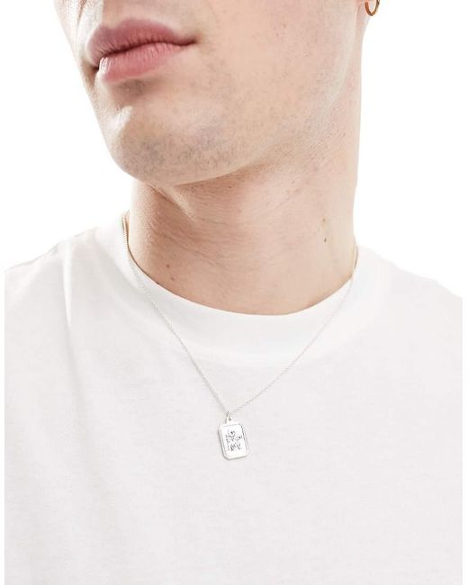Ciondolo Rettangolare Con San Cristoforo di ASOS in Natural da Uomo
