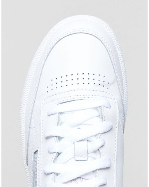reebok classic club c 85 trainers in white leather with gum sole