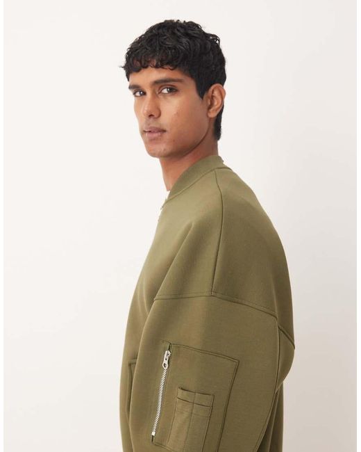 ASOS Green Heavyweight Extreme Oversized Jersey Ma1 Bomber Jacket for men
