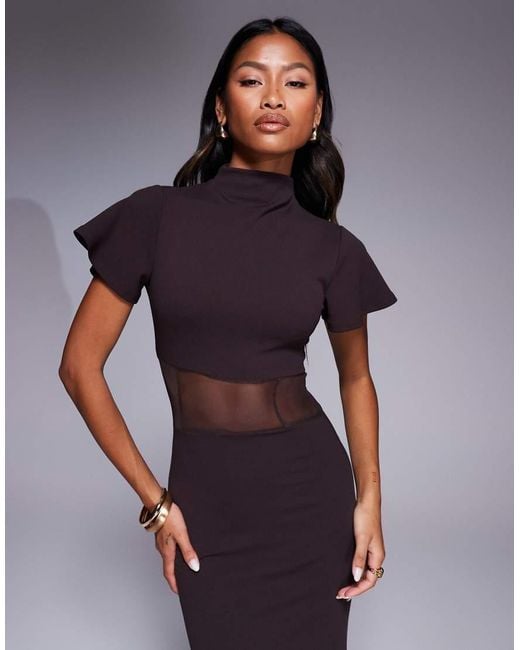 ASOS Purple Maxi Dress With Mesh Corset Seam Detail