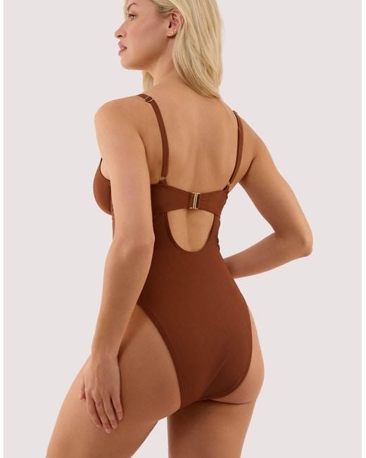 Wolf & Whistle Brown Tamzin Chocolate Underwired Swimsuit With Hardwear