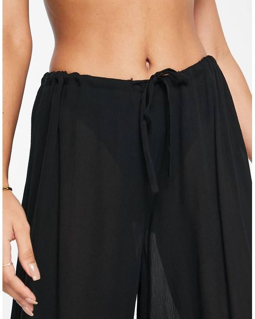 ASOS Black Drawstring Palazzo Beach Trouser