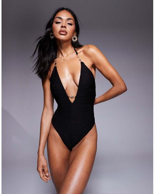 Bluebella Blue Orta Plunge Swimsuit