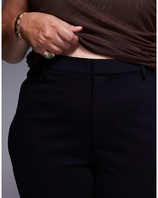 ASOS Blue Asos Design Curve Premium Ponte Flare Trouser With Tailored Waistband