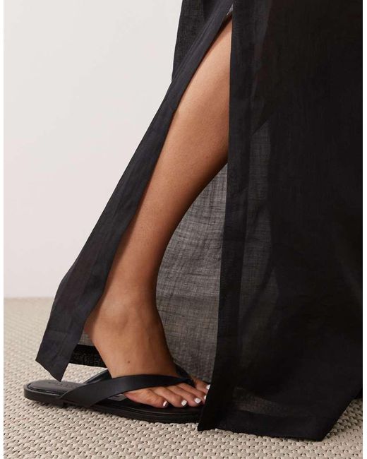 ARKET Black Beach Pull On Ramie Trousers