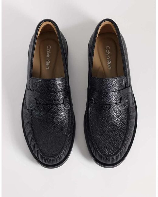 Calvin Klein Black Essential Leather Loafer for men