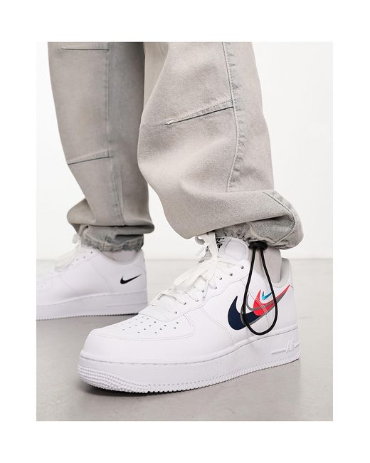 Nike Air Force 1 '07 - Sneakers Met Gestapelde Swoosh in het Gray voor heren